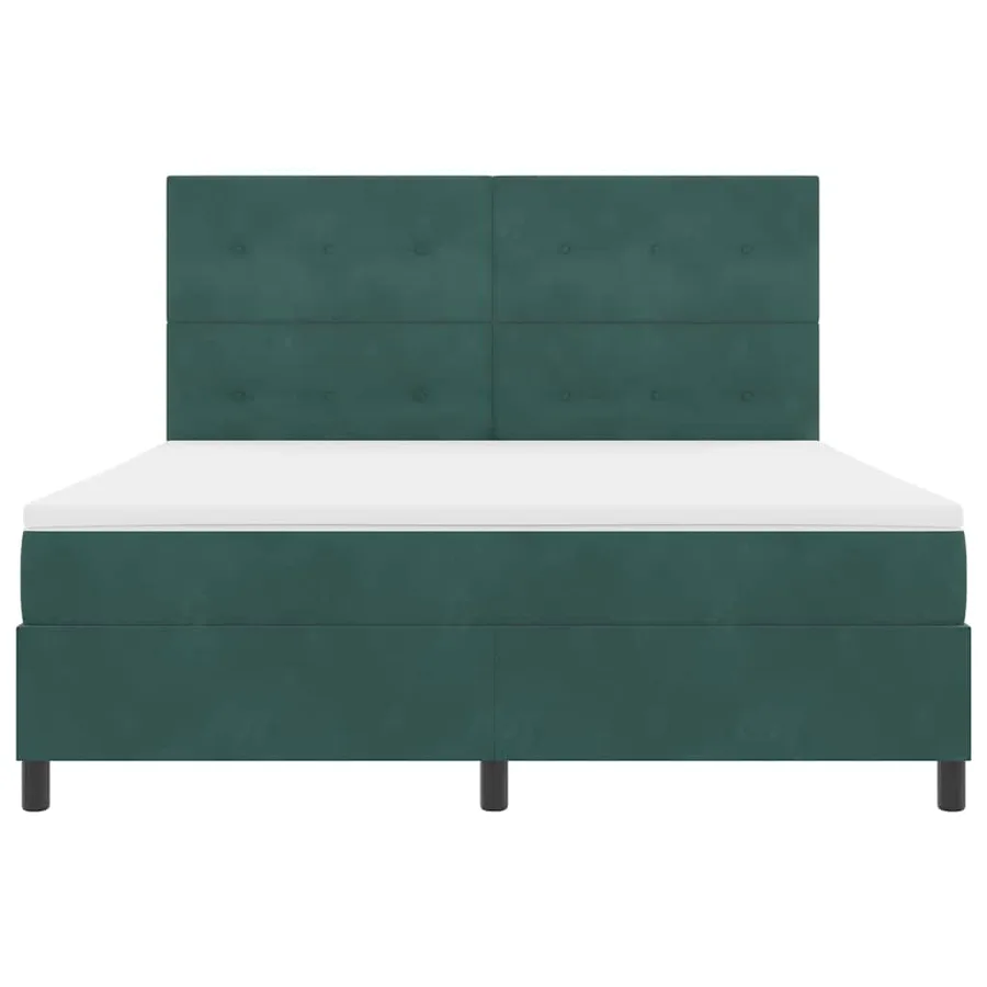 Lit à ressorts avec tête de lit Vert foncé 180 x 200 cm Velours - 7