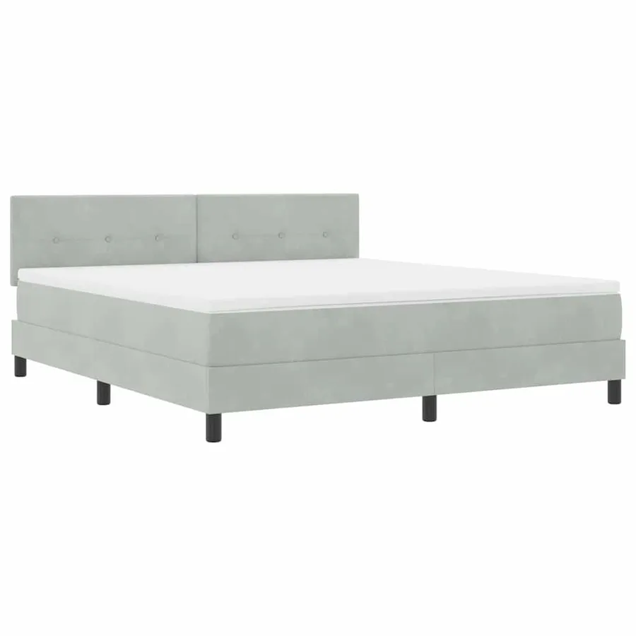 Lit à ressort LED Gris clair 180 x 200 cm Velours - 2