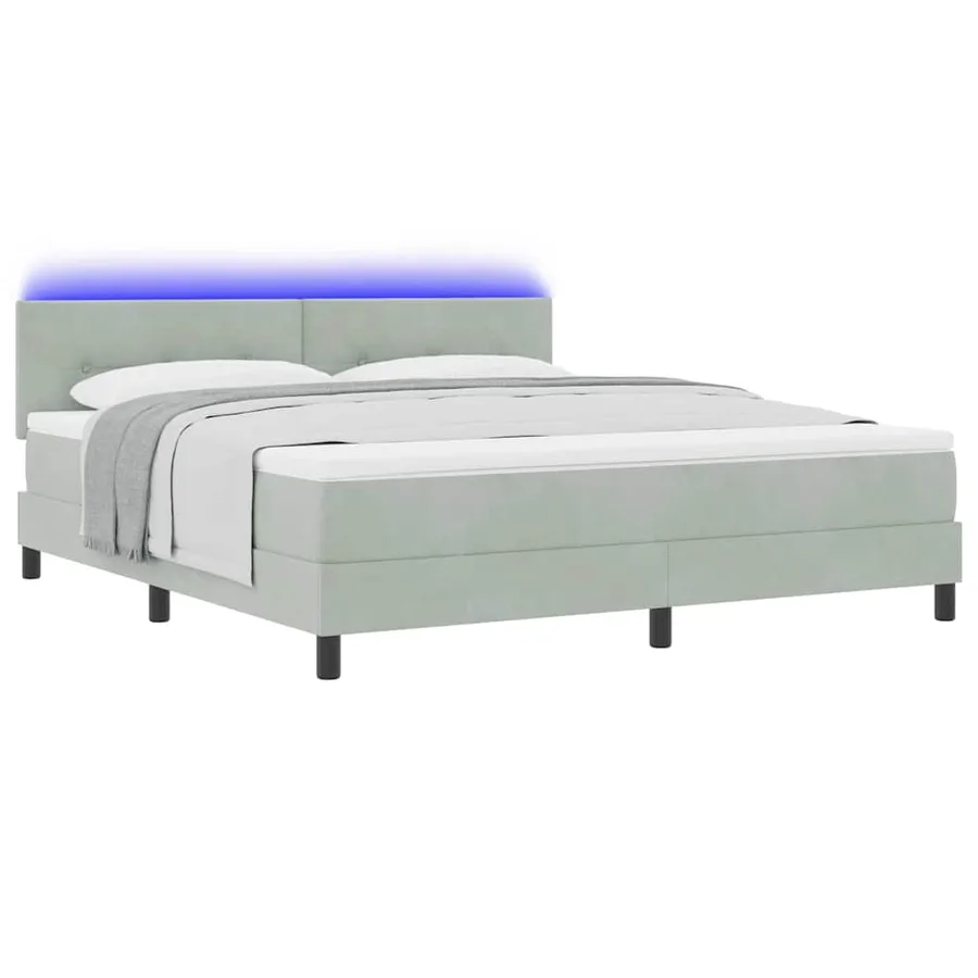 Lit à ressort LED Gris clair 180 x 200 cm Velours - 3