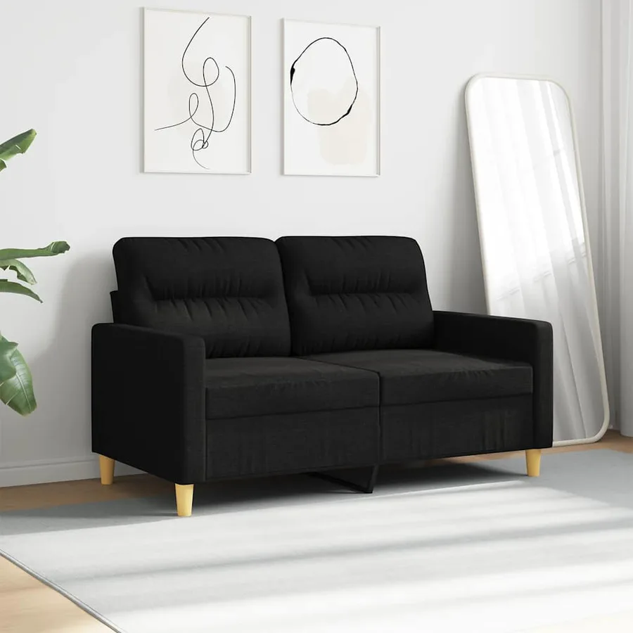 Canapé à 2 places Noir 120 cm Tissu - 3