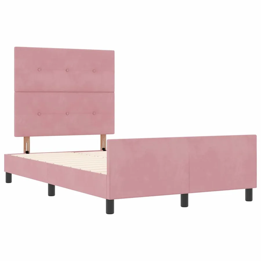 Lit à ressorts avec tête de lit Rose 120 x 200 cm Velours - 5