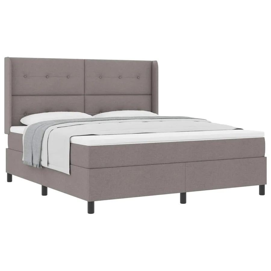 Lit à ressorts avec coussin Taupe 200 x 180 cm tissu - 2