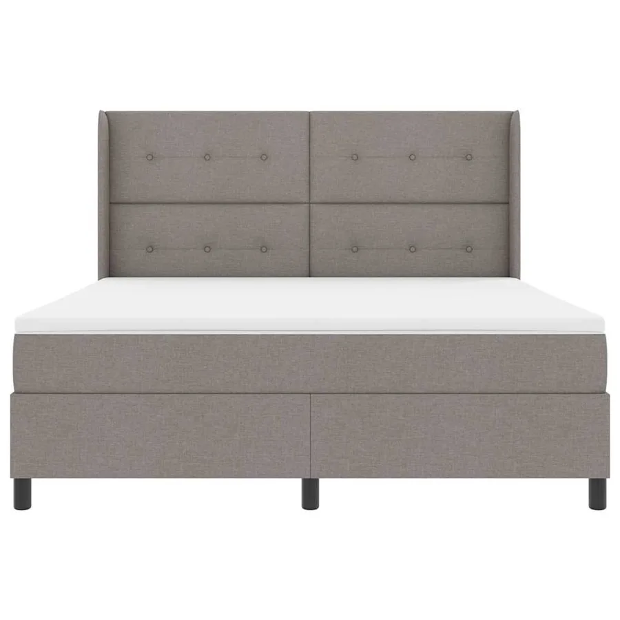 Lit à ressorts avec coussin Taupe 200 x 180 cm tissu - 7