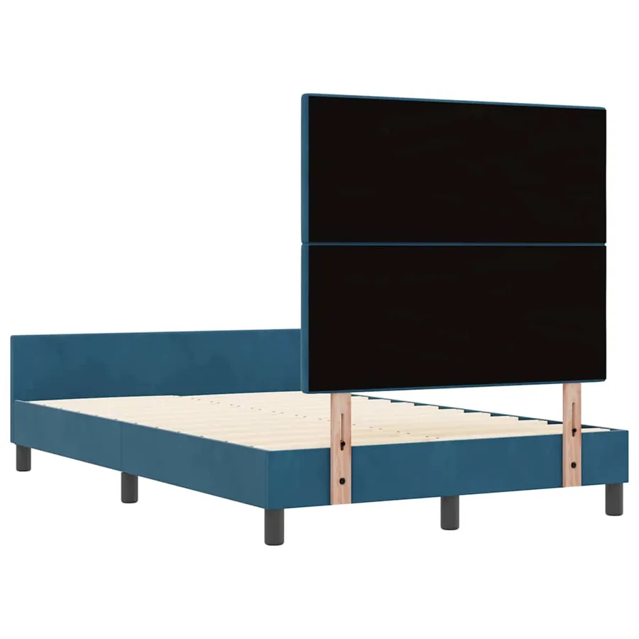 Lit à ressorts avec tête de lit Bleu foncé 120 x 190 cm Velours - 9