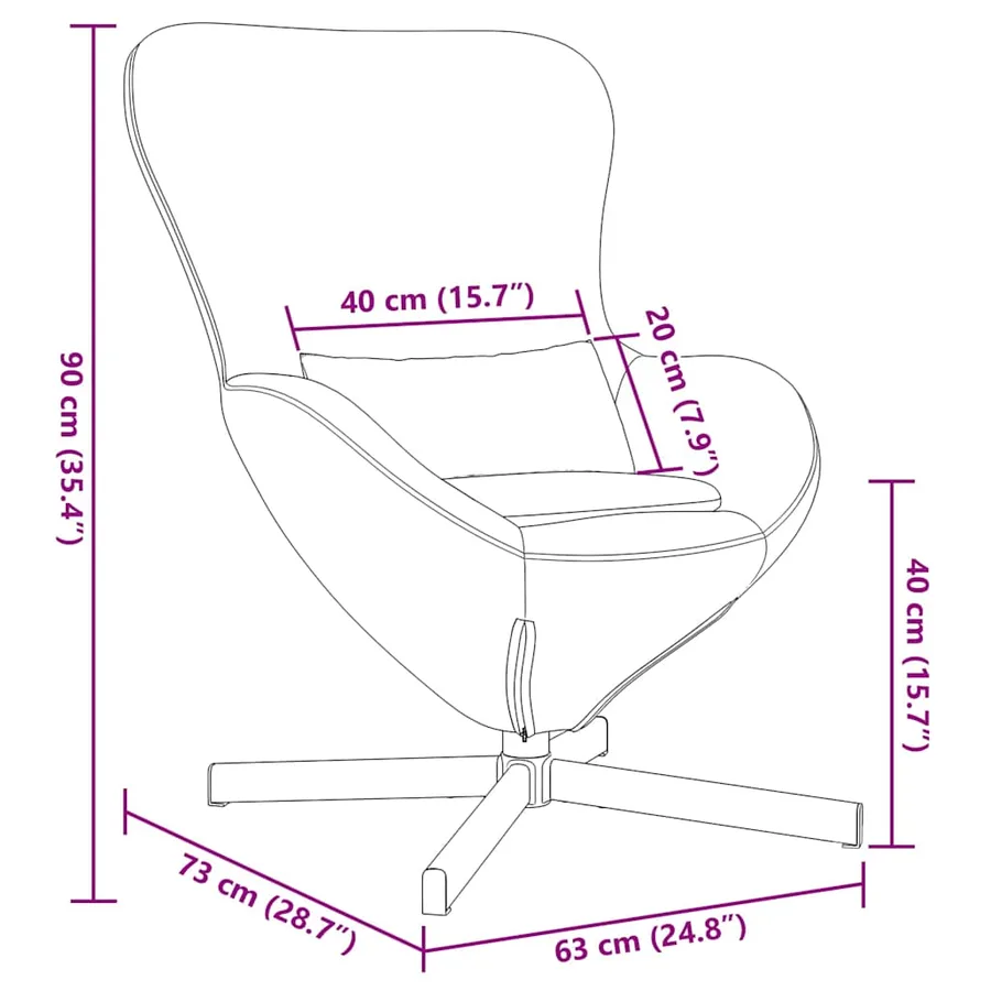 Fauteuil œuf Vert clair 63 x 73 x 90 cm Velours - 11