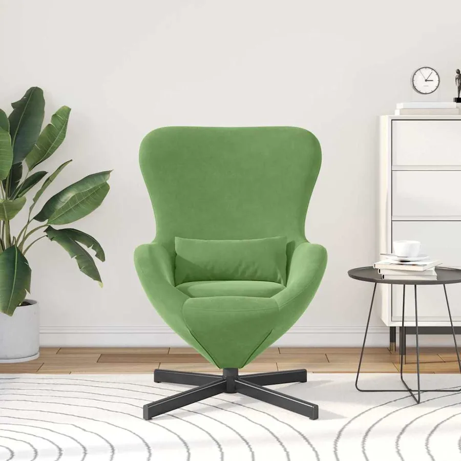 Fauteuil œuf Vert clair 63 x 73 x 90 cm Velours - 3