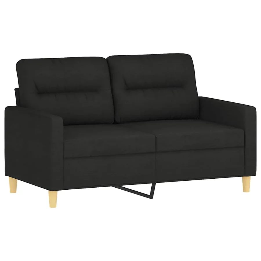 Canapé 2 places avec oreillers décoratifs noir 120 cm tissu - 4