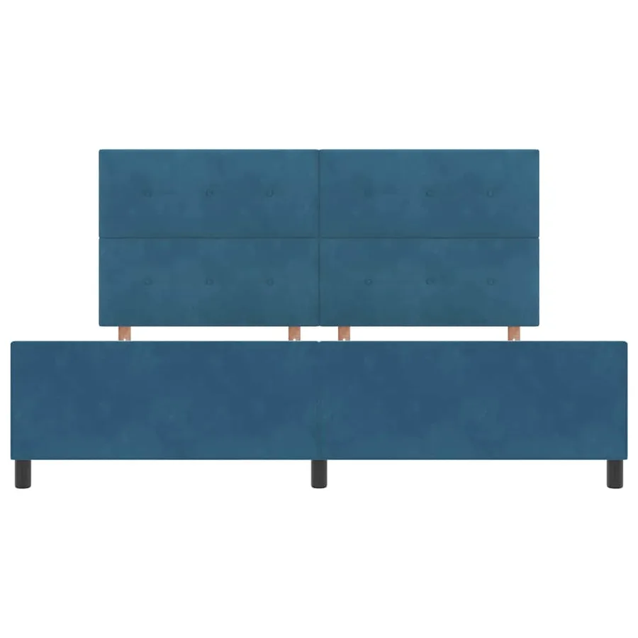 Lit à ressorts avec tête de lit Bleu foncé 200 x 200 cm Velours - 7