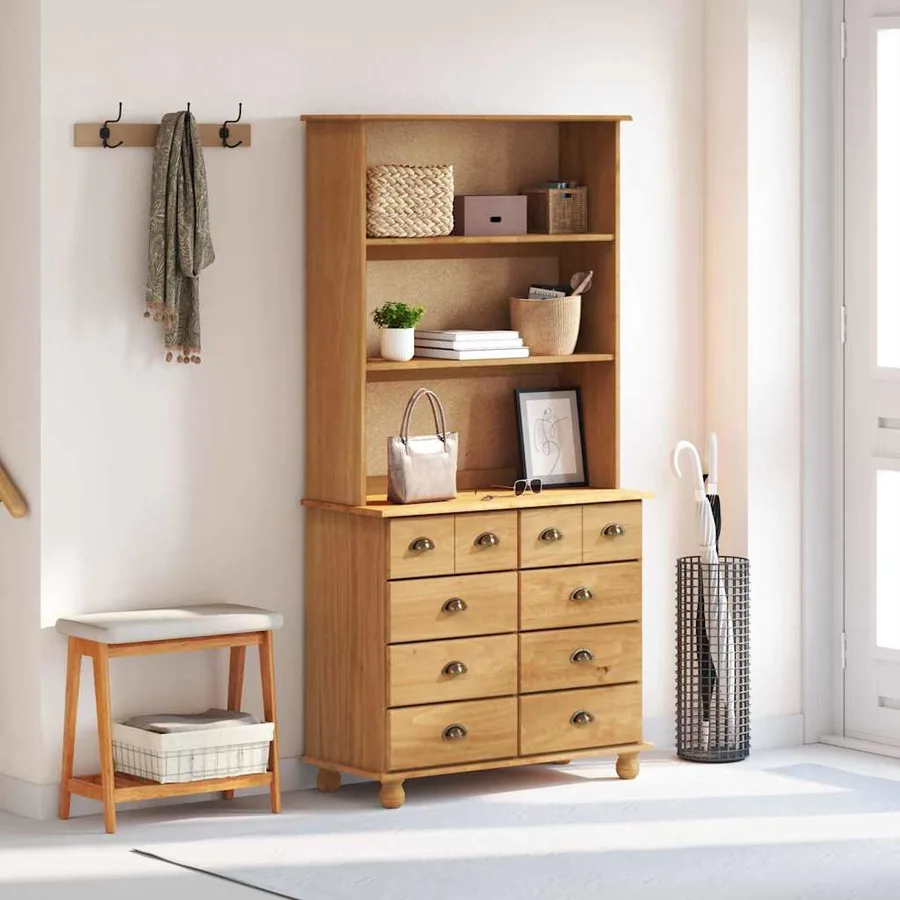 Hutch ASKIM Cire de Miel 91 x 40 x 184 cm Bois de pin massif - 4
