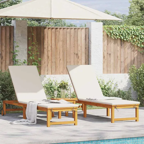 Transat 2 pcs Marron 202 x 53 x 89 cm Bois d'Acacia Massif
