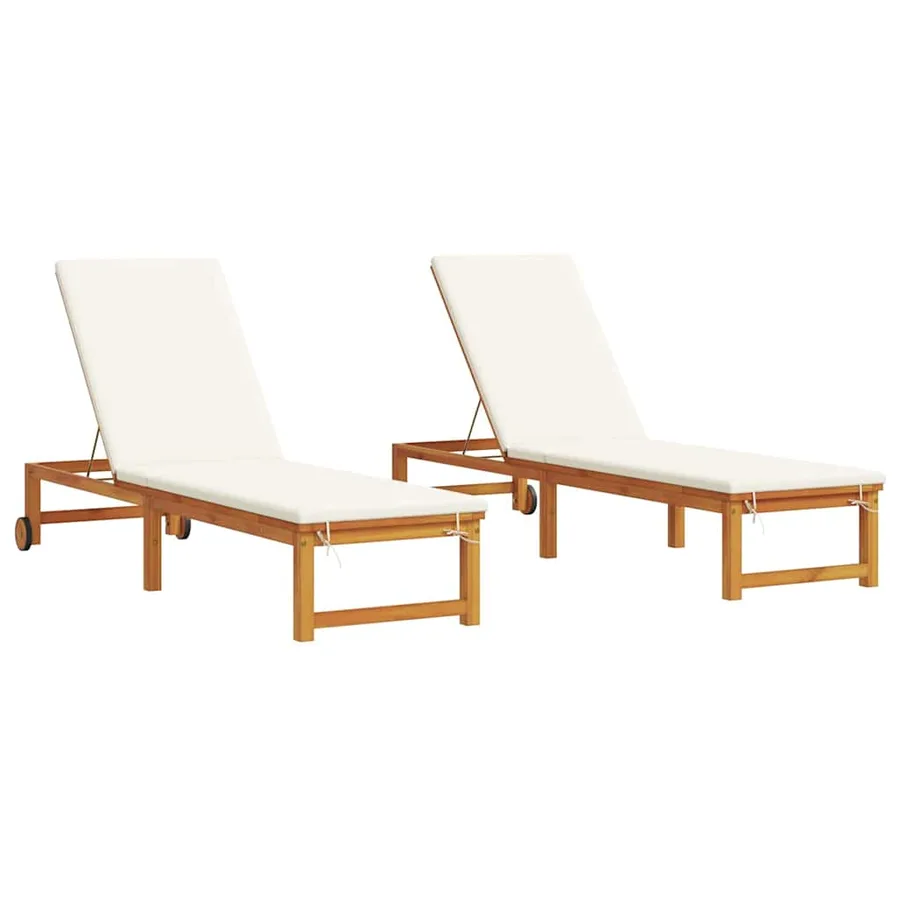 Transat 2 pcs Marron 202 x 53 x 89 cm Bois d'Acacia Massif - 2