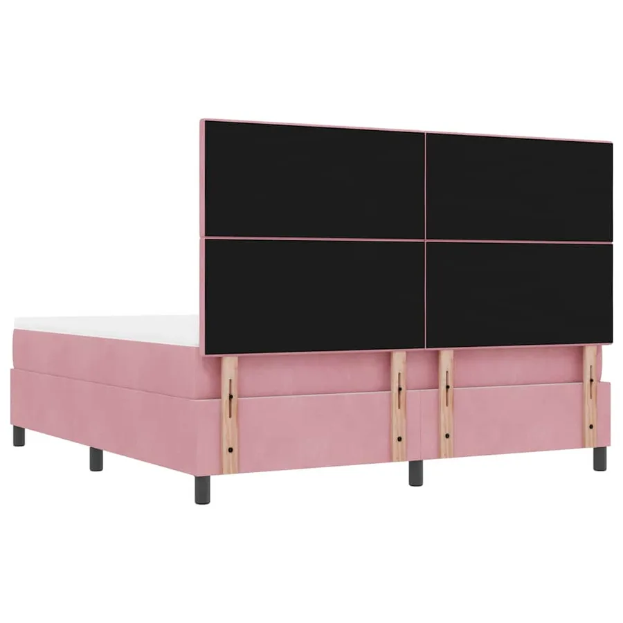 Lit à ressorts avec tête de lit Rose 200 x 180 cm Velours - 10