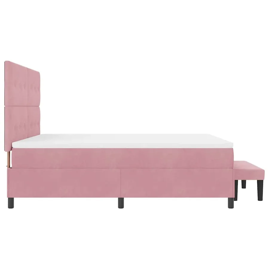 Lit à ressorts avec tête de lit Rose 200 x 180 cm Velours - 9