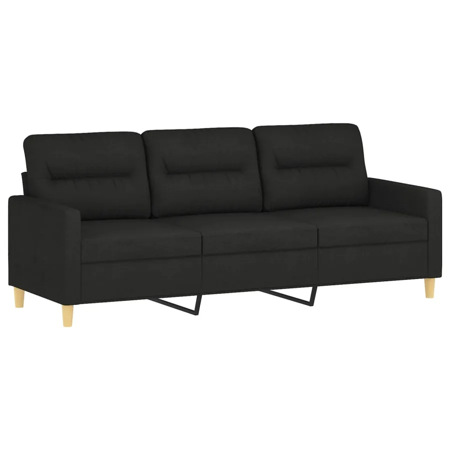 Ensemble de canapés 2 pcs avec coussins Noir Tissu - 4