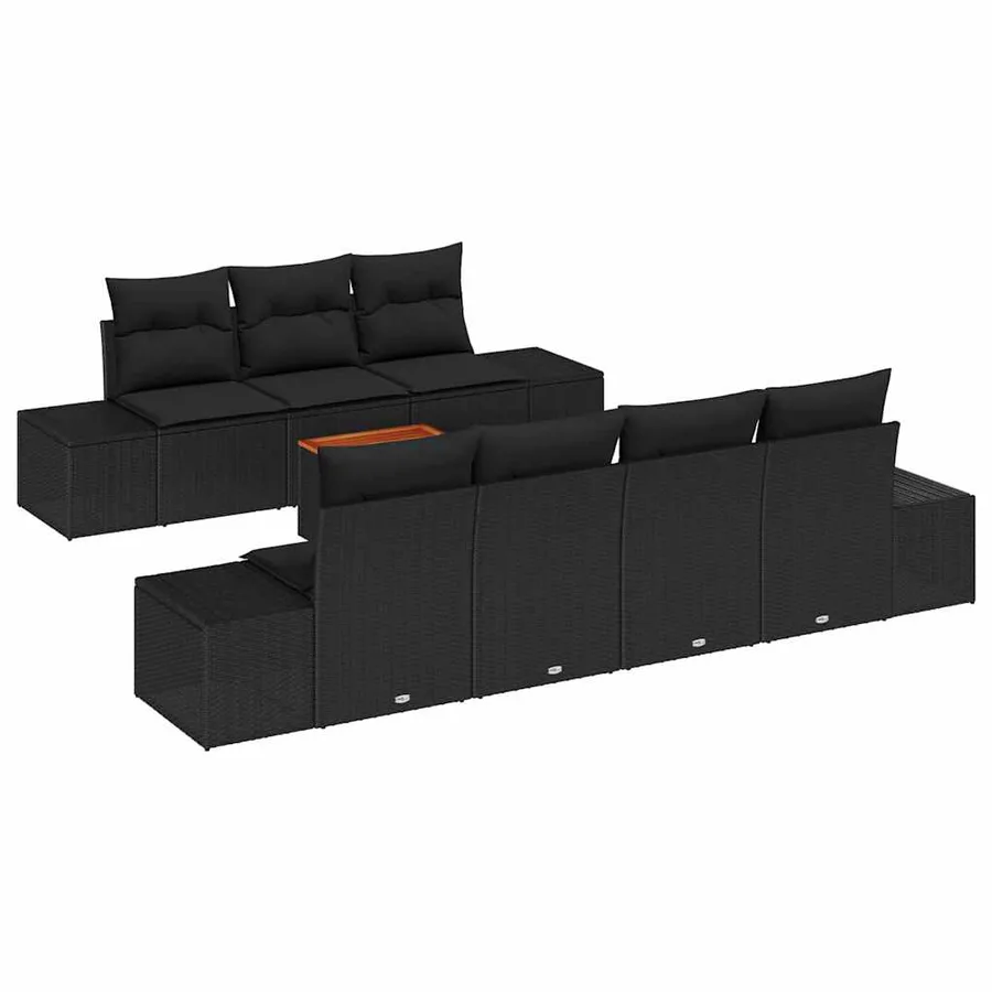 Ensemble de canapé de jardin avec stockage 8 pcs Noir polyrotin - 2