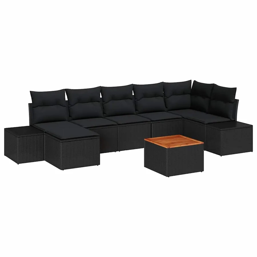 Ensemble de canapé de jardin 8 pcs Noir - 2