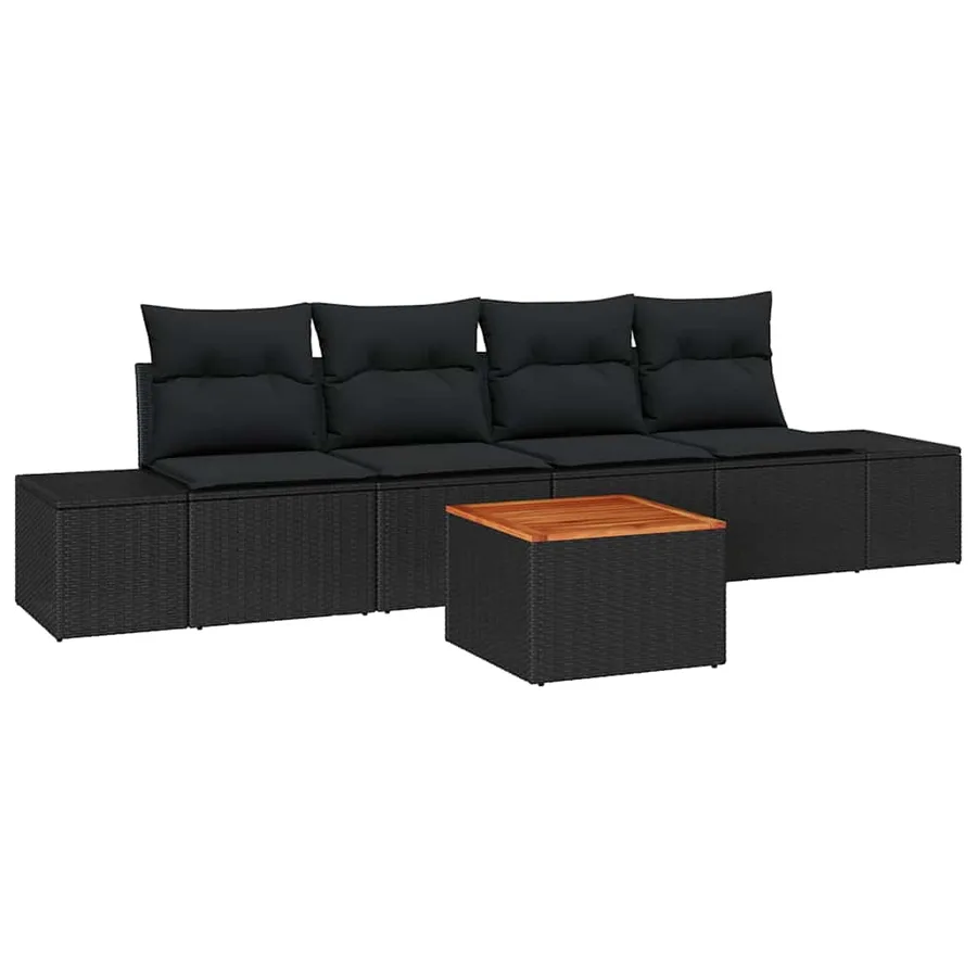 Ensemble de canapé de jardin avec stockage 5 pcs Noir polyrotin - 2