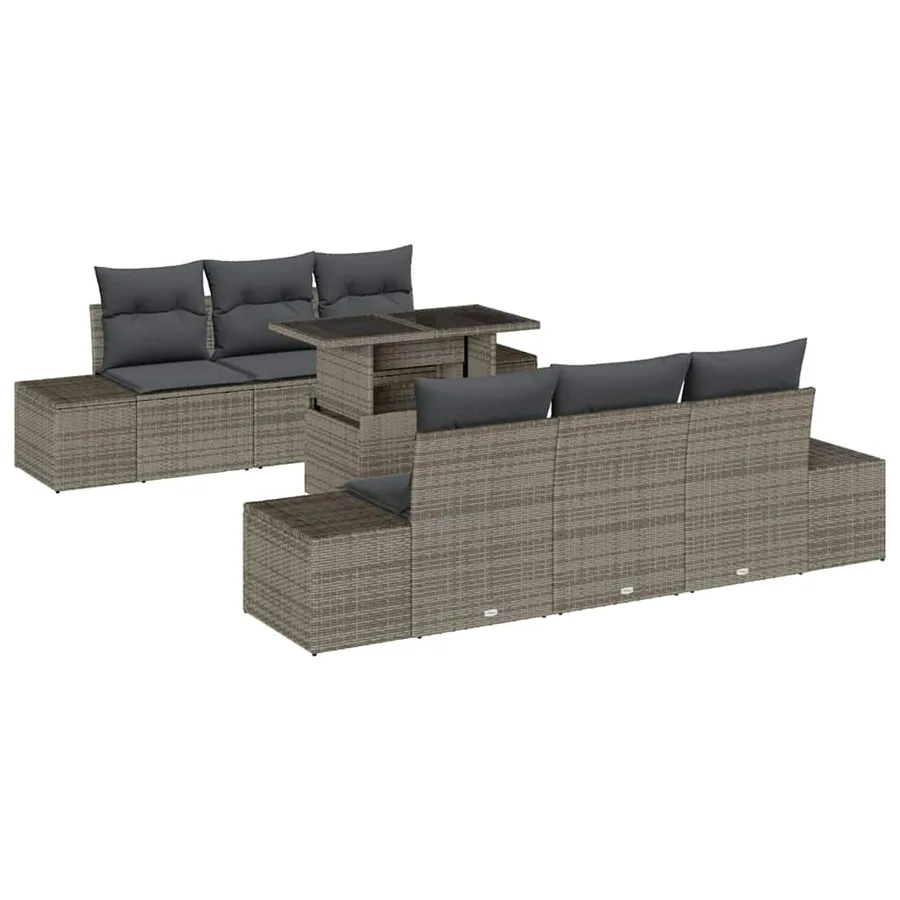 Ensemble de canapé de jardin avec coussin 7 pcs Gris - 2