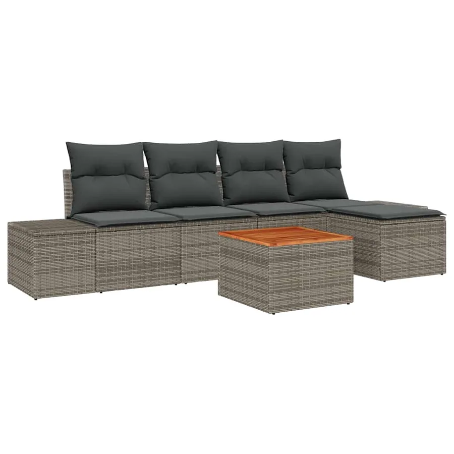 Ensemble de canapé de jardin avec stockage 6 pcs Gris polyrotin - 2