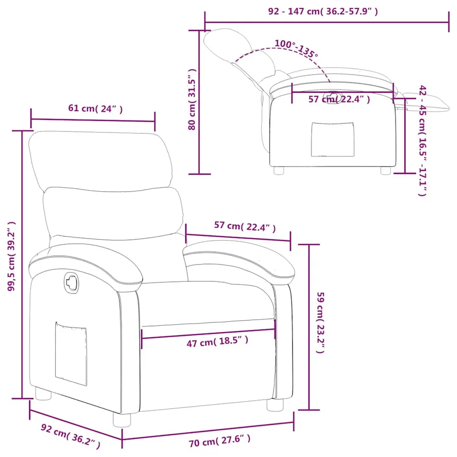 Fauteuil inclinable Cappuccino Similicuir - 11