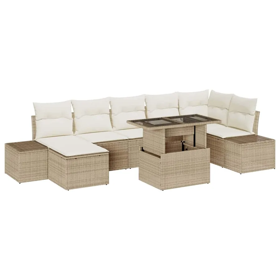 Ensemble de canapé de jardin 8 pcs Beige Poly rotin - 2