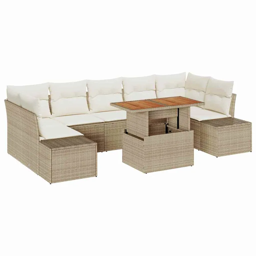Ensemble de canapé de jardin 8 pcs Beige Poly rotin - 2