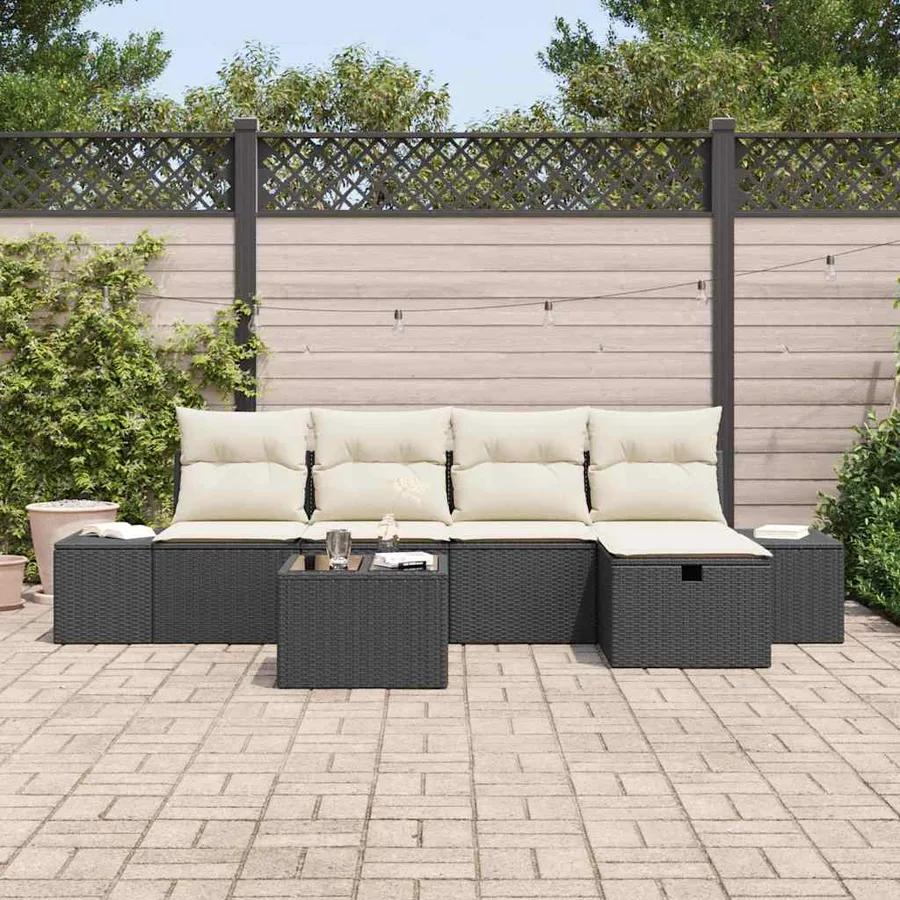 Ensemble de Canapés avec coussin 6 pcs polyrotin - 3