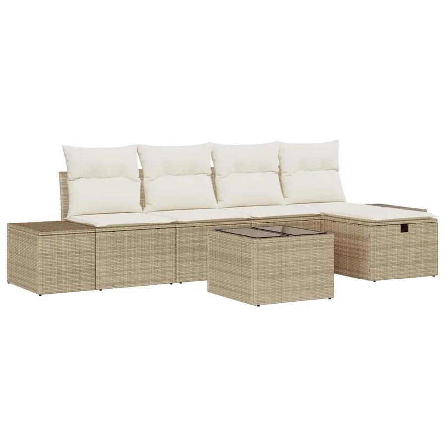 Ensemble de Canapés avec coussin 6 pcs polyrotin - 2