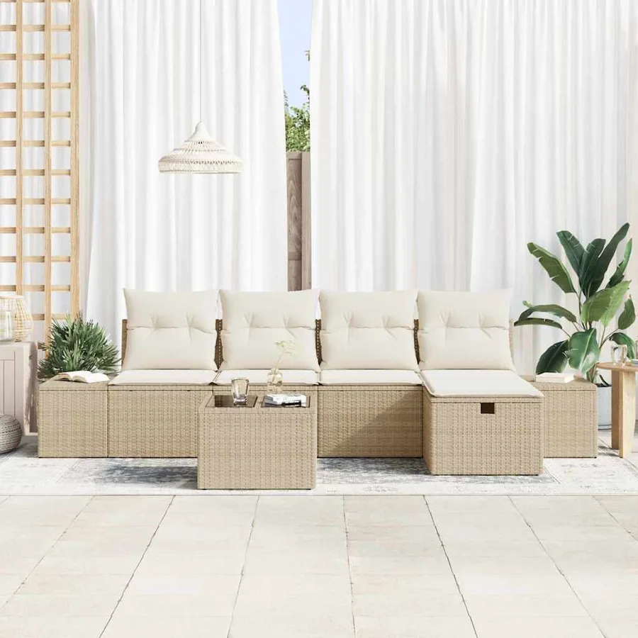 Ensemble de Canapés avec coussin 6 pcs polyrotin - 3