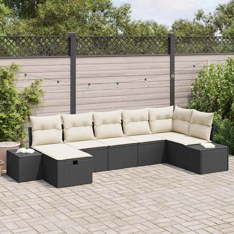 Ensemble de Canapés avec coussin 8 pcs polyrotin