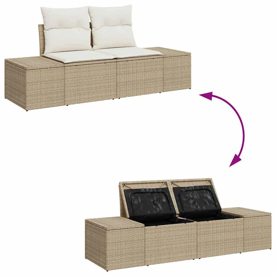 Ensemble de canapé de jardin 9 pcs Beige Poly rotin - 12