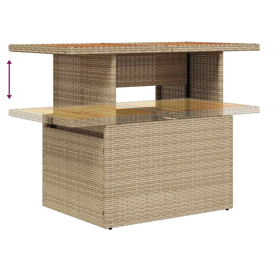 Ensemble de canapé de jardin 9 pcs Beige Poly rotin - 14