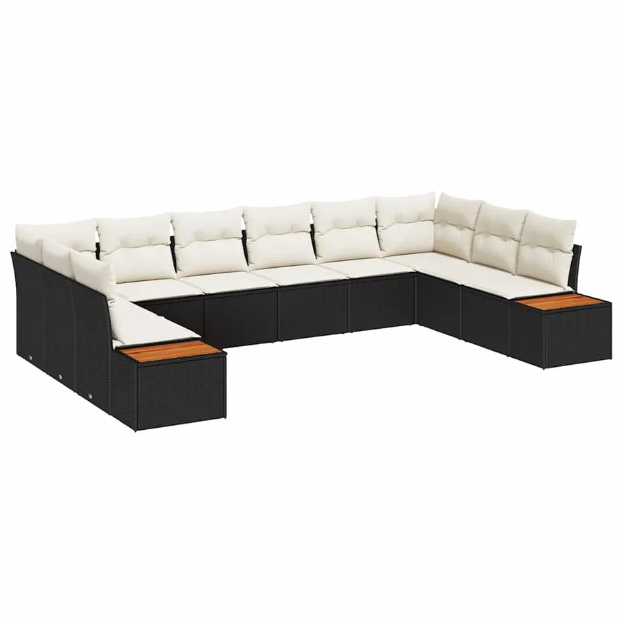 Ensemble de canapé de jardin 10 pcs Noir Poly rotin - 2