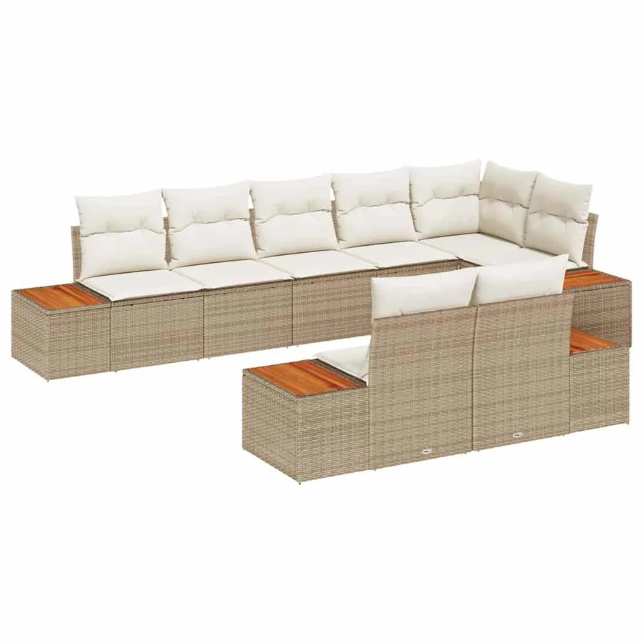 Ensemble de canapé de jardin 8 pcs Beige Poly rotin - 2