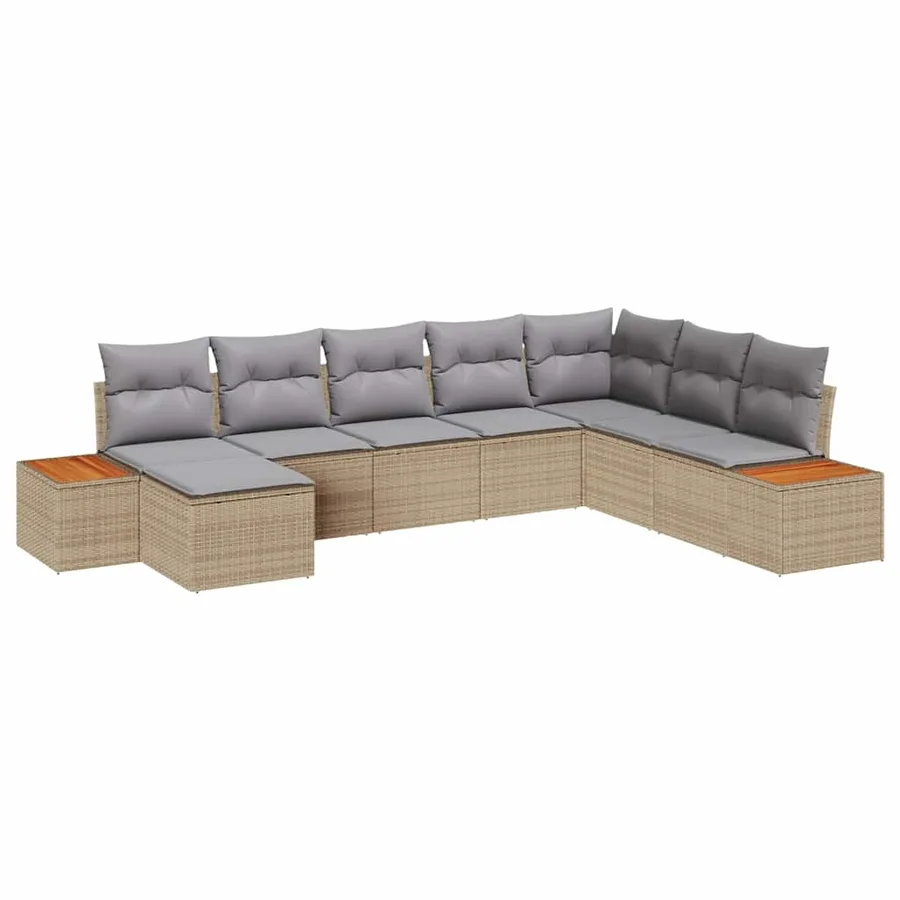 Ensemble de canapé de jardin 8 pcs Beige Poly rotin - 2