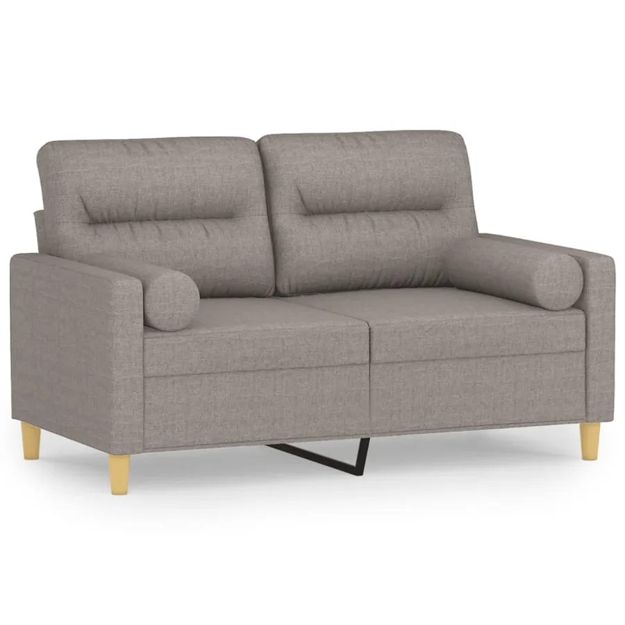 Canapé 2 places avec oreillers décoratifs taupe 120 cm tissu - 2