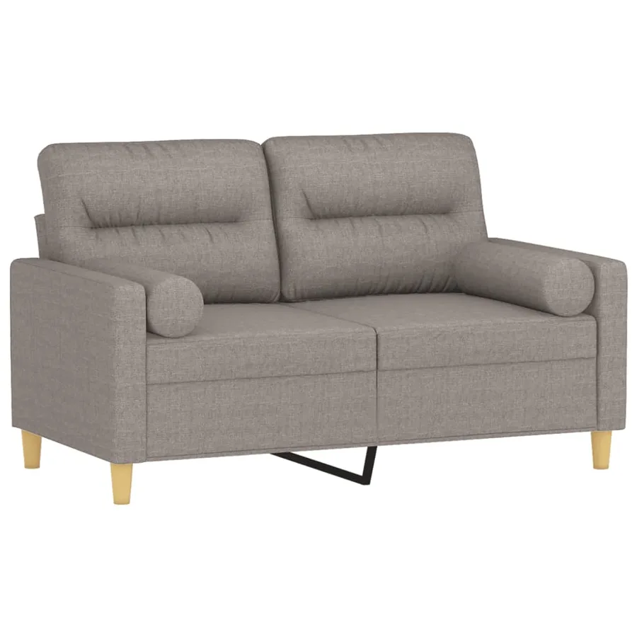 Canapé 2 places avec oreillers décoratifs taupe 120 cm tissu - 3