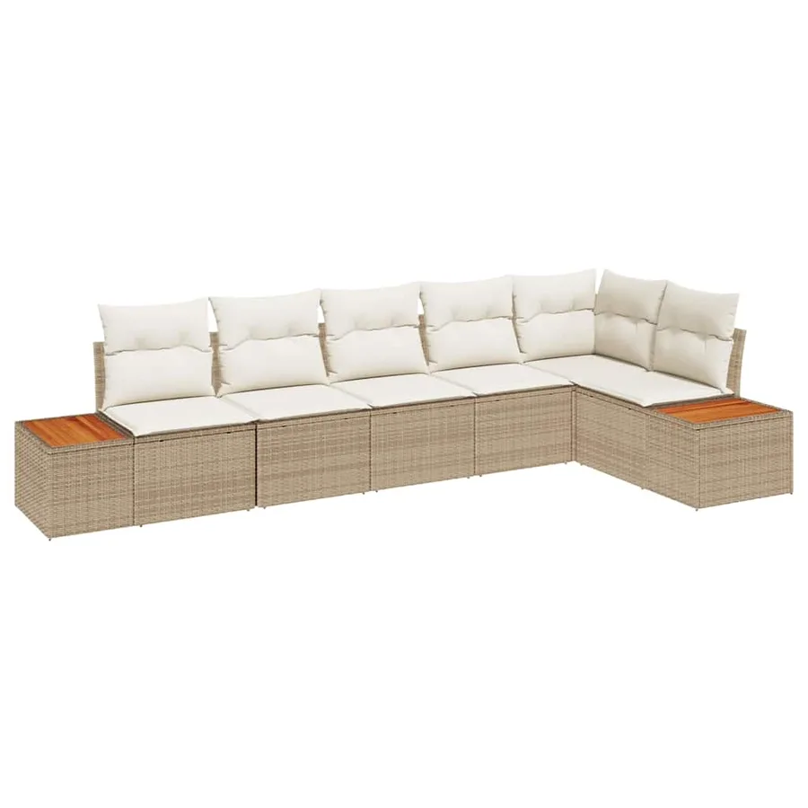 Ensemble de canapé de jardin 6 pcs Beige Poly rotin - 2