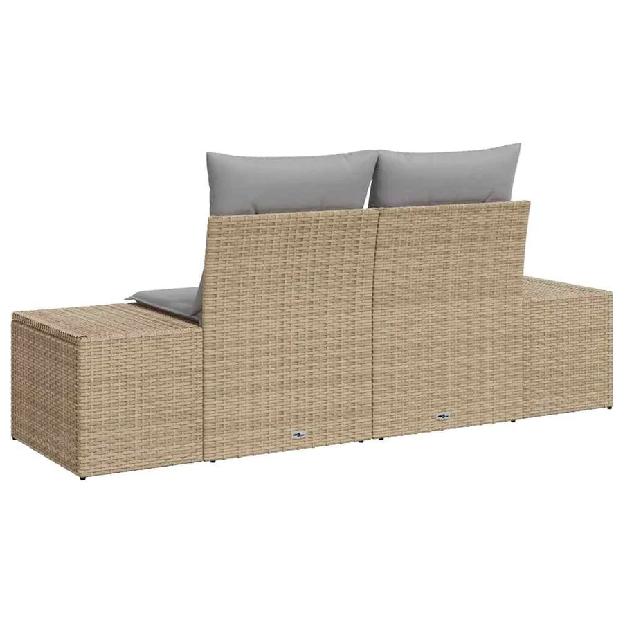 Canapé de jardin avec coussin Beige 184 x 62 x 69 cm polyrotin - 3