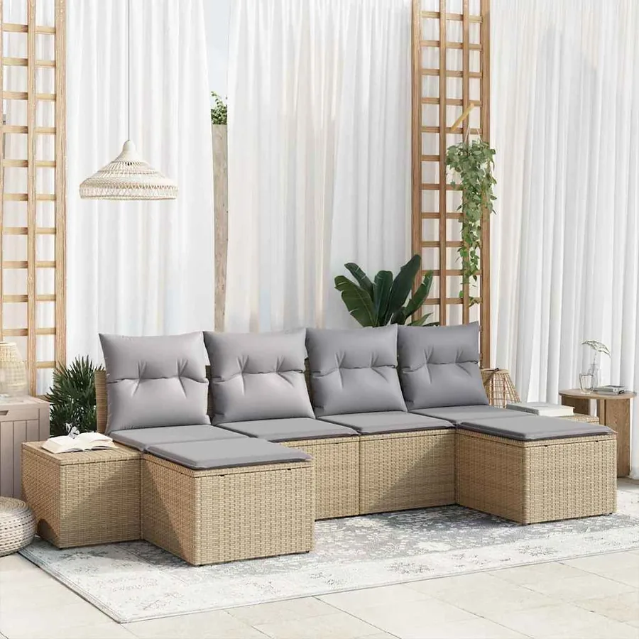 Ensemble de canapé de jardin 4 pcs Beige et Gris clair