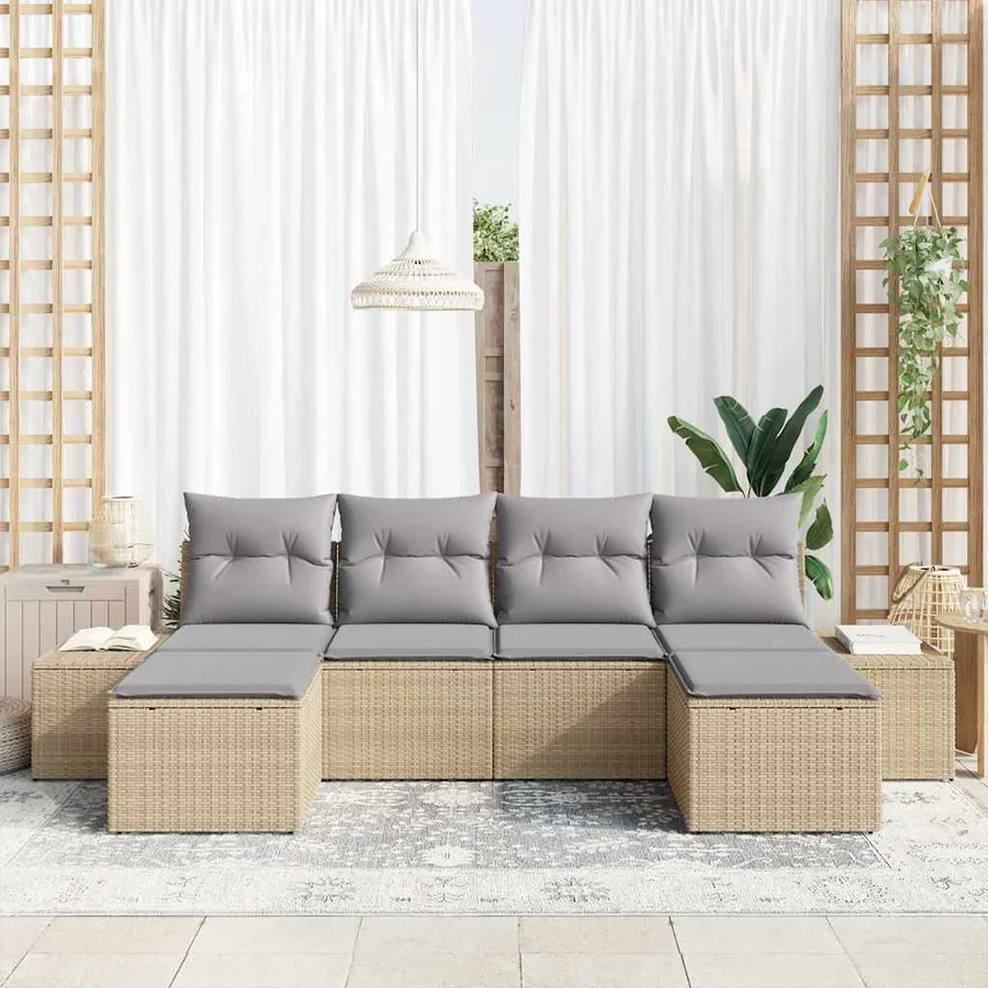 Ensemble de canapé de jardin 4 pcs Beige et Gris clair - 3