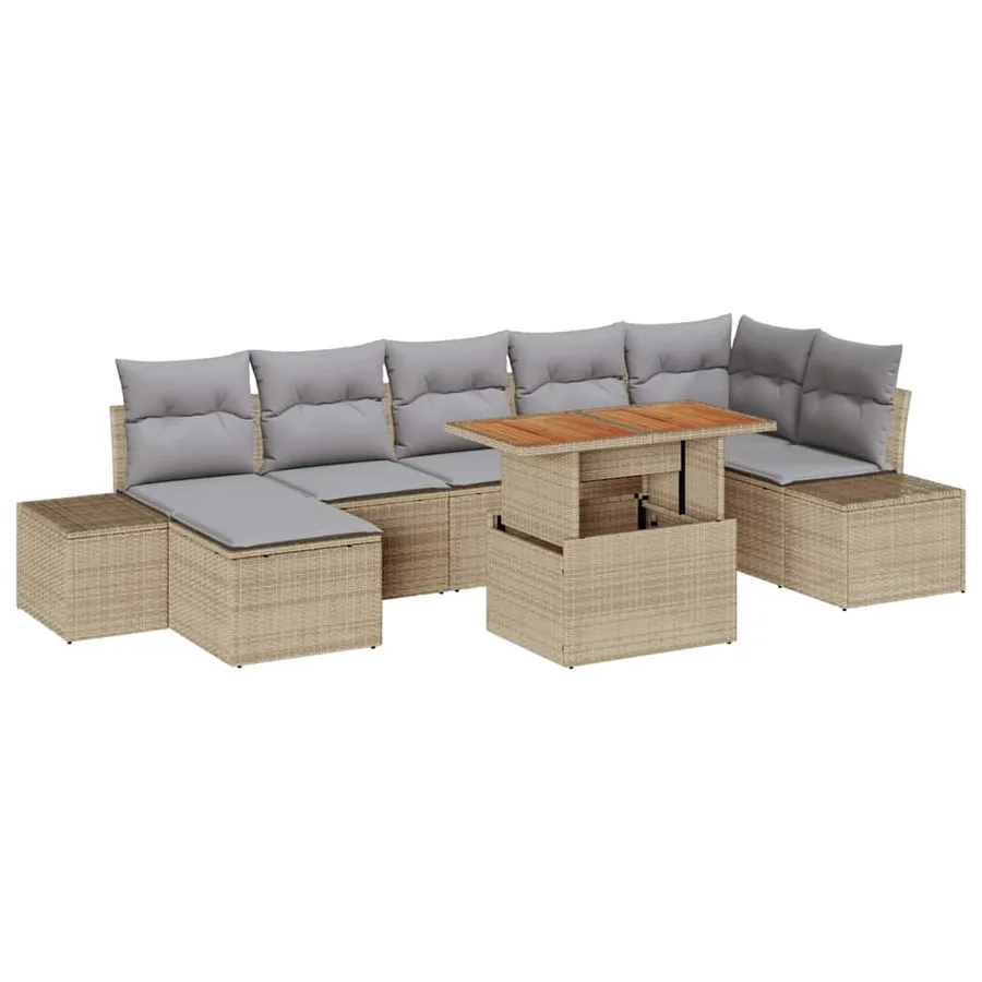 Ensemble de canapé de jardin 8 pcs Beige Poly rotin - 2