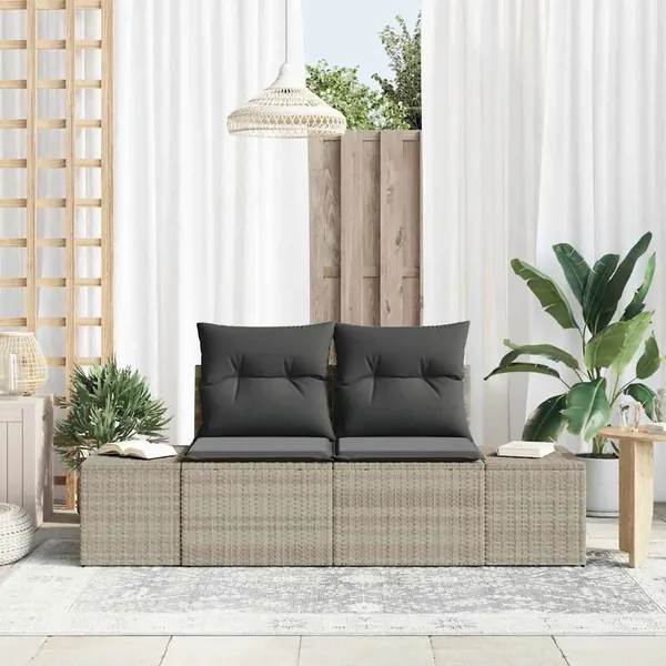 Canapé de jardin avec coussin Gris 184 x 62 x 69 cm polyrotin