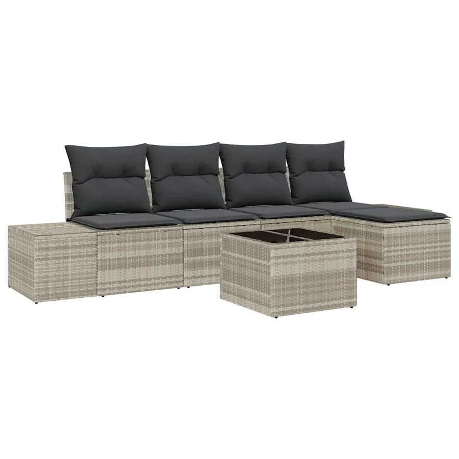 Ensemble de canapé de jardin 5 pcs Gris clair polyrotin - 2