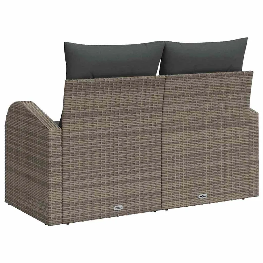 Canapé de jardin avec coussin Gris 124 x 62 x 69cm polyrotin - 4