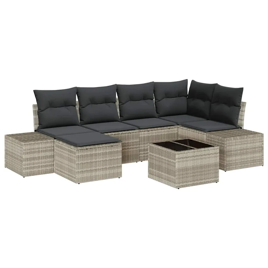 Ensemble de canapé de jardin 6 pcs Gris clair polyrotin - 2