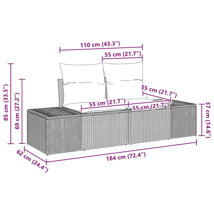 Ensemble de canapé de jardin 9 pcs Gris clair Poly rotin - 17