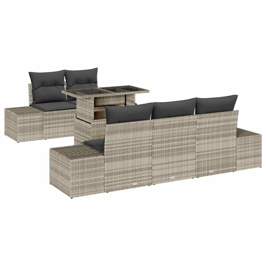 Ensemble de canapé de jardin 6 pcs Gris clair et gris foncé - 2