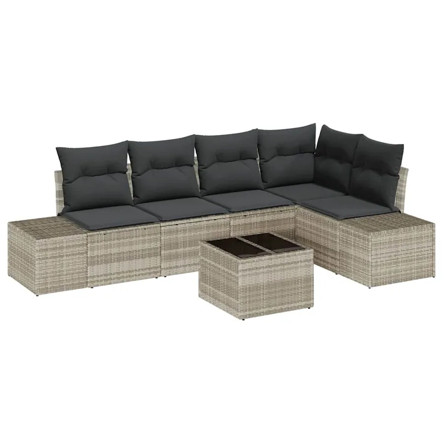 Ensemble de canapé de jardin avec stockage Gris clair polyrotin - 2