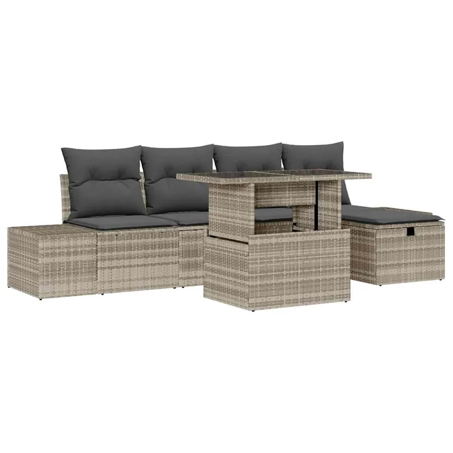 Ensemble de canapé de jardin 6 pcs Gris clair polyrotin - 2